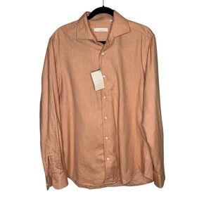 NWT Luca Faloni Men's Cotton Button Down in Peach